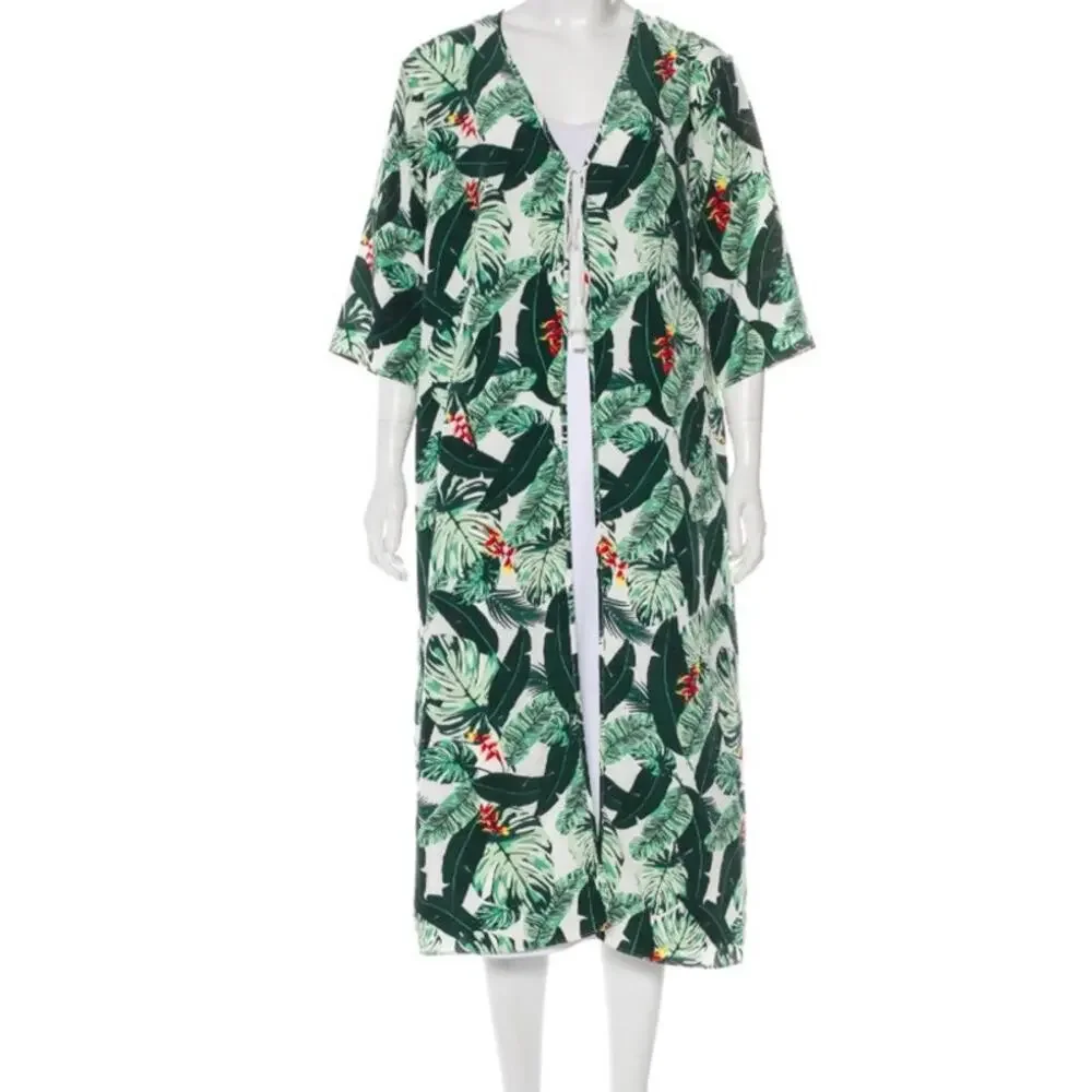 Rachel Zoe 2018 Palm Leaf Print Cover Up‎ Duster One Size NWOT